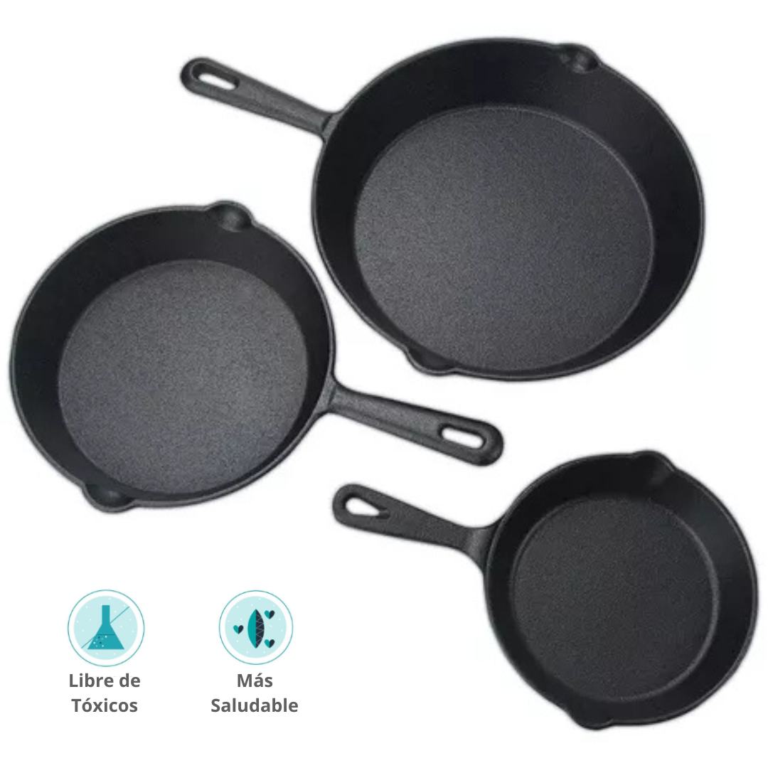 Set x 3 Sartenes Hierro Fundido