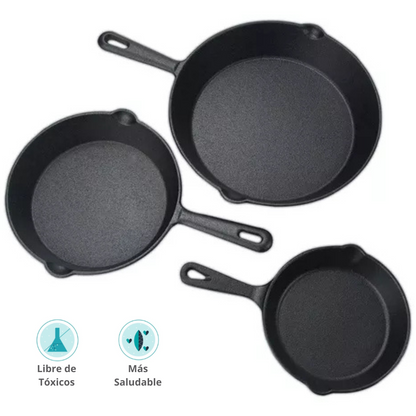 Set x 3 Sartenes Hierro Fundido